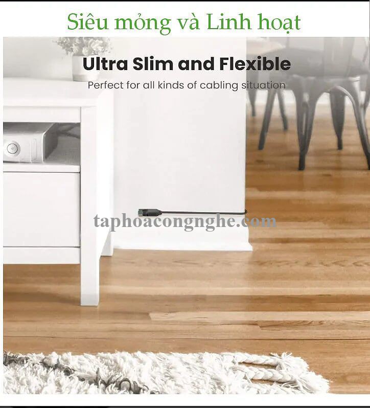 Ugreen 70331 0.5m cáp mạng cat6a utp od2.8 siêu nhỏ thuần đồng NW122 30070331